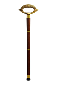 Canne de marche en bois avec embout sphérique en laiton massif, canne nautique, canne vintage, canne en bois de style antique, poignée en laiton, collection - Product Image 4