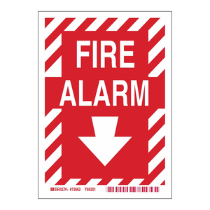 Panneau d'alarme incendie photoluminescent BradyGlo pour la signalisation de sécurité intérieure et extérieure - Product Image 1