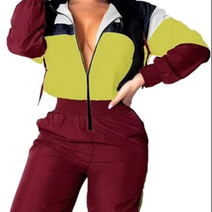 Conjunto Deportivo de 2 Piezas para Mujer, Chaqueta Cortavientos con Capucha y Cierre de Cremallera de Nailon de Alta Calidad, Transpirable e Impermeable - Product Image 1