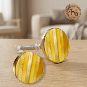 Bouton de meuble rond en résine et laiton, poignée moderne pour tiroir, armoire, maison, bureau, durable, écologique, design réglable - Product Image 1
