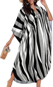 V Neck Maxi Abaya <b>Dress</b> Long Sleeve <b>Loose</b> Fit Asymmetrical Hem Geometric Pattern Women's Daily Wear Polyester Modest Style - Product Image 5