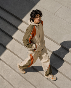 Mens Winter Color Block Reversible Windbreaker Tracksuit <b>Set</b> Lightweight Hooded Jacket <b>Matching</b> <b>Jogger</b> Pants Casual - Product Image 4