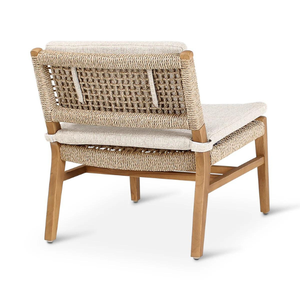 Chaise de jardin en teck avec ornements en tissu tressé pour la décoration de la maison et de l'extérieur - Product Image 6