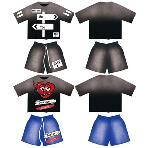 Conjunto de Ropa Urbana Unisex de Dos Piezas Personalizado, Camiseta Corta Holgada y Pantalones Cortos Deportivos, Camisetas y Pantalones Cortos con Estampado - Product Image 6