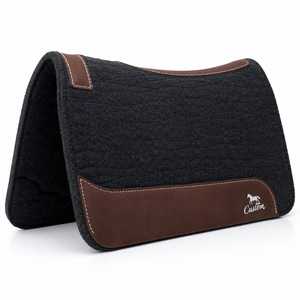 Almohadilla de lana personalizada para silla de montar con ribete de cuero marrón, logo frontal bordado a mano, transpirable, acolchada, estampada digitalmente y tejida. - Product Image 1