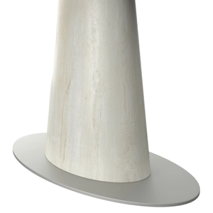 Mesa de comedor con base de pedestal de madera maciza de mango, forma ovalada, construcción robusta, acabado gris, con metal, para oficina, hogar, restaurante. - Product Image 5