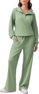 Conjunto de ropa de mujer al por mayor de 2 piezas: Top corto con cremallera y falda vaquera lavada de talle alto con abertura, ¡novedad! - Product Image 2