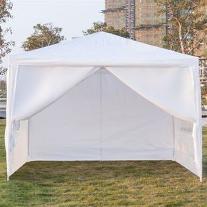 Tenda da matrimonio portatile impermeabile 3x3m a quattro lati con tubi a spirale bianca - Product Image 5