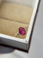 Bague de mariage unisexe vintage de luxe en argent sterling 925 plaqué or rhodié 14 carats avec rubis rose naturel taille ovale certifié IGI