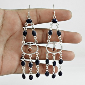 Pendientes Colgantes con Piedra Solar, Diseño Moderno, Joyería Artesanal Hecha a Mano con Plata de Ley 925, Estilo Boho - Product Image 3