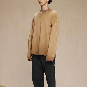 T-shirt imprimé sur mesure, vente en gros directe d'usine, haute qualité, 100% coton, manches longues, pour homme - Product Image 3