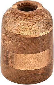 Handmade Modern Acacia Wood <b>Small</b> Round Tabletop <b>Vase</b> Decorative Flower Holder for Home Office Shelf - Product Image 3