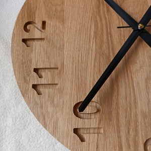 Hand Crafted Wooden <b>Wall</b> <b>Clock</b> Silent Quartz Round Analog Battery Powered Decorative Timepiece for Living Room <b>Bedroom</b> Office - Product Image 3