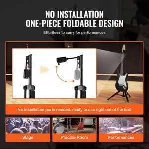 Supporto per Chitarra Pieghevole in Metallo con Capacità di Carico di 15 kg, Altezza Regolabile 35.4-47.2 Pollici/900-1200 mm, Espositore da Pavimento per Chitarra - Product Image 6