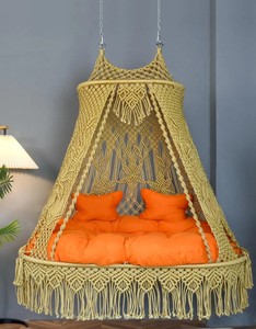 Columpio Doble de Macramé, Silla Hamaca Marrón de Lujo, Silla Colgante - Product Image 1