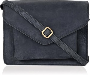 Sac bandoulière unisexe en cuir véritable marron avec fermeture à boucle, sangle réglable, durable, léger, style décontracté - Product Image 4