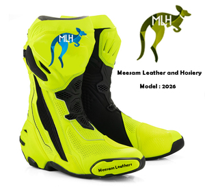 Bottes de moto en cuir pour hommes, design unique et tendance, qualité supérieure, doublure en mesh respirant, style course, ventilées, blanches - Product Image 1