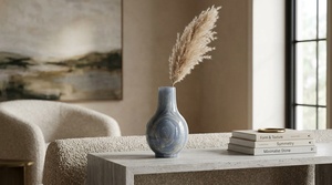 Vase à fleurs classique en onyx bleu naturel, écologique, fait main, à col court, plusieurs couleurs, Noël, Halloween - Product Image 4