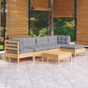 Conjunto de Muebles de Jardín de Madera de Pino Maciza con Tela (100% Poliéster) en Gris - Product Image 1