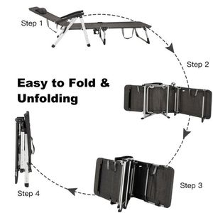 Chaise longue pliante de plage à 7 positions réglables, chaise longue inclinable, chaise longue de soleil - Product Image 3