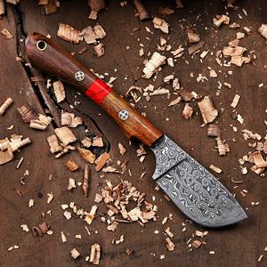 Couteau à lame fixe en acier Damas fait main Nordic Forge, fourreau en cuir, EDC, pleine lame, pour la chasse, le dépecage, le camping, bois de rose, turquoise - Product Image 3