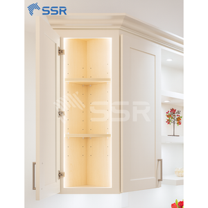 SSR White L-Shape Wall Cabinet With PVC Door Panel For Kitchen Traditional Style 18-23.9in Depth - Product Image 2