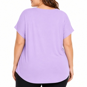 Camiseta personalizada de cuello en V para mujer, talla grande, algodón suave, ajuste cómodo, hecha a medida, informal, ropa personalizada, ajuste relajado para mujer - Product Image 2
