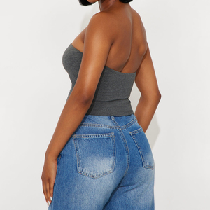 เสื้อครอปท็อปทรงเข้ารูปสไตล์ Y2K สำหรับสาวสูง ชุดลำลองแบบสวมใส่สบาย ตัดเย็บด้วยผ้าตัดต่อสีสันสดใส ชุดเซ็ตเสื้อครอปท็อปแบบสายเดี่ยวสำหรับผู้หญิง - Product Image 5