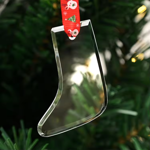 Adorno <span class=keywords><strong>de</strong></span> Navidad <span class=keywords><strong>en</strong></span> <span class=keywords><strong>Forma</strong></span> <span class=keywords><strong>de</strong></span> Calcetín <span class=keywords><strong>de</strong></span> Cristal Transparente - Decoración Colgante para Árbol <span class=keywords><strong>de</strong></span> Navidad <span class=keywords><strong>de</strong></span> Cristal K9 Transparente para Grabado DIY, Recuerdo para Fiestas <span class=keywords><strong>de</strong></span> Boda - Product Image 1