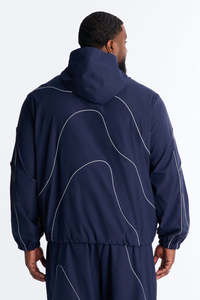 <b>Y2K</b> Trendy Reflective Piping Windbreaker Unisex Half Zip Jacket Jogger Pants Custom Logo ODM Lightweight Waterproof <b>Tracksuit</b> - Product Image 4