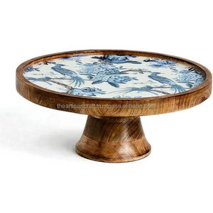 แท่นวางเค้กไม้สไตล์เรียบง่ายพร้อมพิมพ์ลายนกเคลือบเงาสำหรับงานแต่งงานดีไซน์เนอร์สินค้ามาใหม่ - Product Image 4