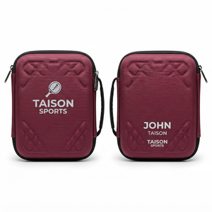 Sac de tennis de table TAISON SPORTS Premium 600D PU 280 GSM marron matelassé avec logo personnalisé, fermeture éclair, étui de sport 30-40L - Product Image 1