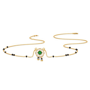 Collar Tradicional con Cuentas Negras y Diamante Esmeralda Tallado en Esmeralda en el Centro - Product Image 4