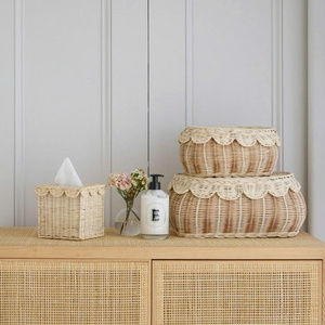 <b>Set</b> of 2 scalloped baskets with lid for kid's room made in Vietnam OEM ODM design wholesale price - Product Image 4