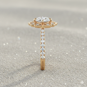 Bague de fiançailles avec halo de diamants en forme de larme - Product Image 4