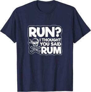 Camiseta de algodón informal para hombre con estampado de calavera pirata divertida de Run I Thought You Said Rum - Product Image 6