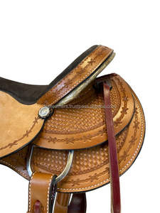 Selle d'équitation élégante en cuir original Western Barrel Riding Saddle Pleasure Trail All Around Selle de haute qualité - Product Image 6