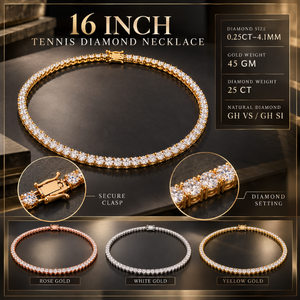 Collier tennis Signature 16 pouces 9KT avec diamants naturels |   0,25 CT 4,1 MM Coupe Ronde GH VS GH SI Fournitures en Gros de Bijoux en Or Fin - Product Image 5