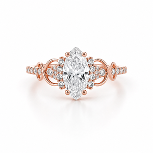 แหวนหมั้นเพชรทรงมาร์คีส์ ทองคำขาว 14K ลายฉลุวินเทจ น้ำหนัก 1.50 กะรัต เพชรเพาะเลี้ยงในห้องปฏิบัติการ เครื่องประดับเจ้าสาวสำหรับเธอ - Product Image 1