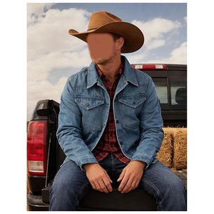 Mens <b>Flannel</b> Lined Denim <b>Jacket</b> Snap Cowboy Cut Western Classic Slim Fit Vintage Heavy Duty Trucker Coat Rugged Warm Stylish - Product Image 3