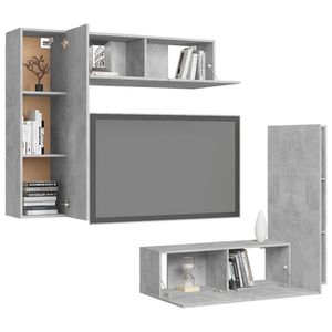 Set di 4 pezzi TV Stand in cemento grigio ingegnerizzato legno resistente ed elegante collezione di mobili - Product Image 3