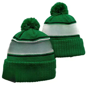 Unisex Winter Knitted Beanie <b>Hat</b> With <b>Pom</b> <b>Pom</b> Striped Fold Cuff Casual Outdoor Skull Cap - Product Image 4
