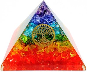 Seven Chakra Orgone Pyramid Multi Color Dyed Crystal Energy Generator Reiki Healing <b>Orgonite</b> Pyramid Meditation Spiritual - Product Image 1