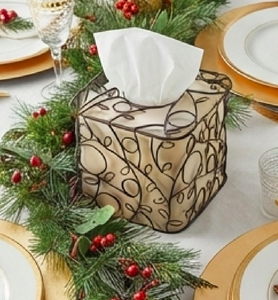 Porta pañuelos de metal con diseño floral, independiente, perfecto para uso doméstico, hotelero y en restaurantes. - Product Image 5