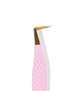 Professional 90 Degree Stainless Steel Precision Eyelash Tweezer with Gold and Pink Tips for <b>Nail</b> Art <b>Extensions</b> - Product Image 2