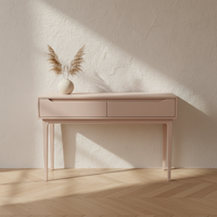 Table console ronde moderne avec 2 tiroirs, en chêne massif écologique, meubles de salon et de salle à manger pour les espaces modernes