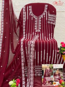 Salwar Kameez Tradicional de Georgette con Bordado Elegante y Detalles de Parches, Incluye Dupatta para Fiestas Indias y Pakistaníes - Product Image 3