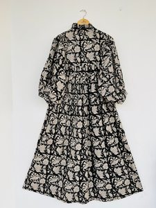 Pur coton indien bloc imprimé femmes filles imprimé Maxi robe à la mode décontracté été soirée robe de soirée bouton longue coupe - Product Image 4