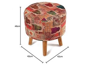 Customised Durable & Eco-Friendly Home Decor Low Round Knitted Ottoman 4 Wooden Legs <b>Stool</b> - Product Image 2
