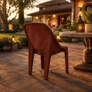 Modern <b>Stackable</b> Plastic Manual Armless Cross Back <b>Stackable</b> Living Room Dining <b>Chair</b> Contemporary Design Red Color Carpet - Product Image 6